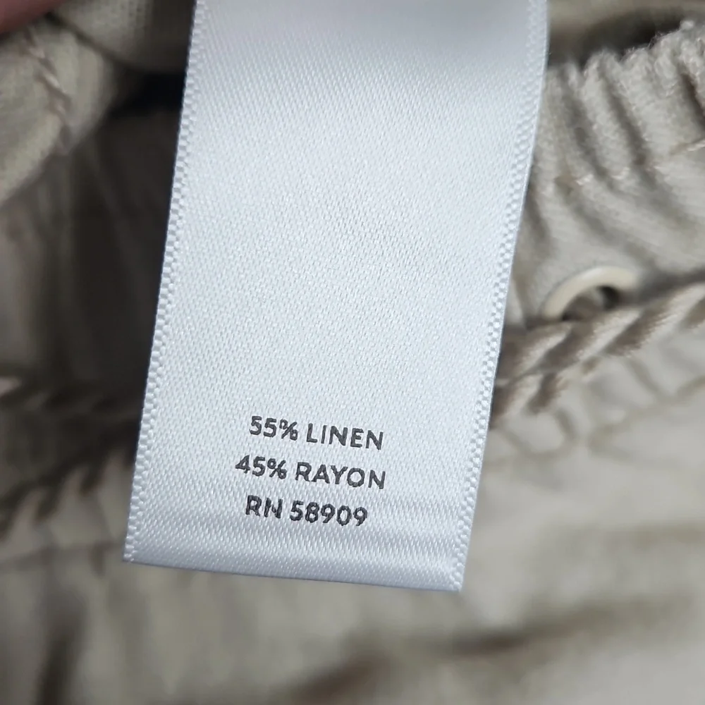 Westbound Linen Blend Mid‎ Rise Straight Leg Lightweight Pant: Natural: Size- 3X